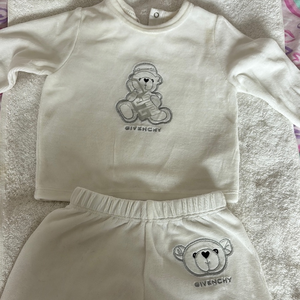 Givenchy Cream Pajama Set with Teddy Bear Design